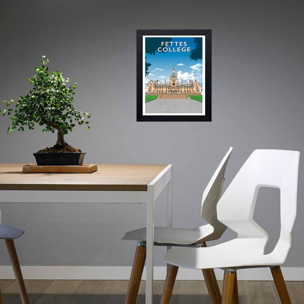 Fettes College - Stunning Hand-Drawn Vintage Travel Style Wall Art Poster