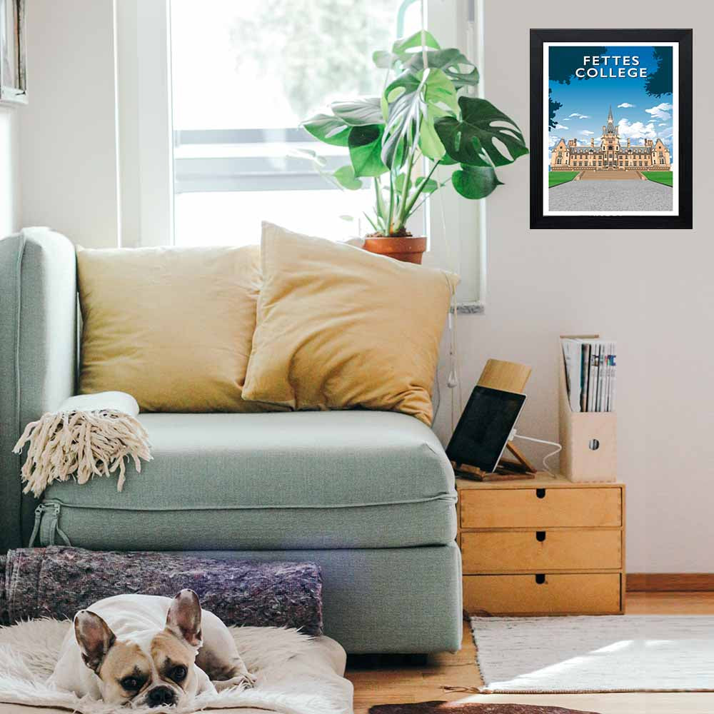 Fettes College - Stunning Hand-Drawn Vintage Travel Style Wall Art Poster