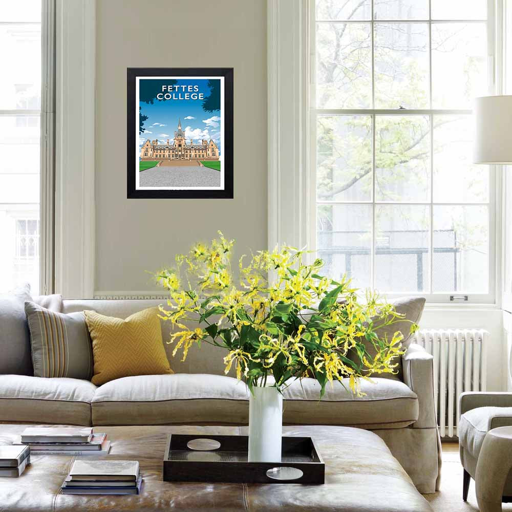 Fettes College - Stunning Hand-Drawn Vintage Travel Style Wall Art Poster
