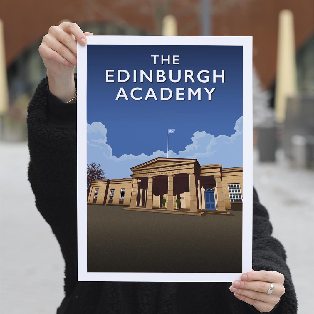 The Edinburgh Academy - Stunning Hand-Drawn Vintage Travel Style Wall Art Poster