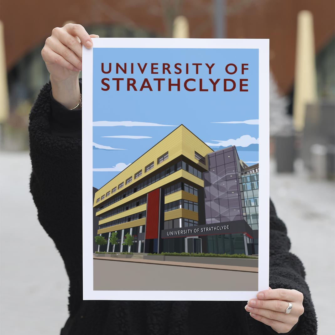 Strathclyde University - Stunning Hand-Drawn Vintage Travel Style Wall Art Poster