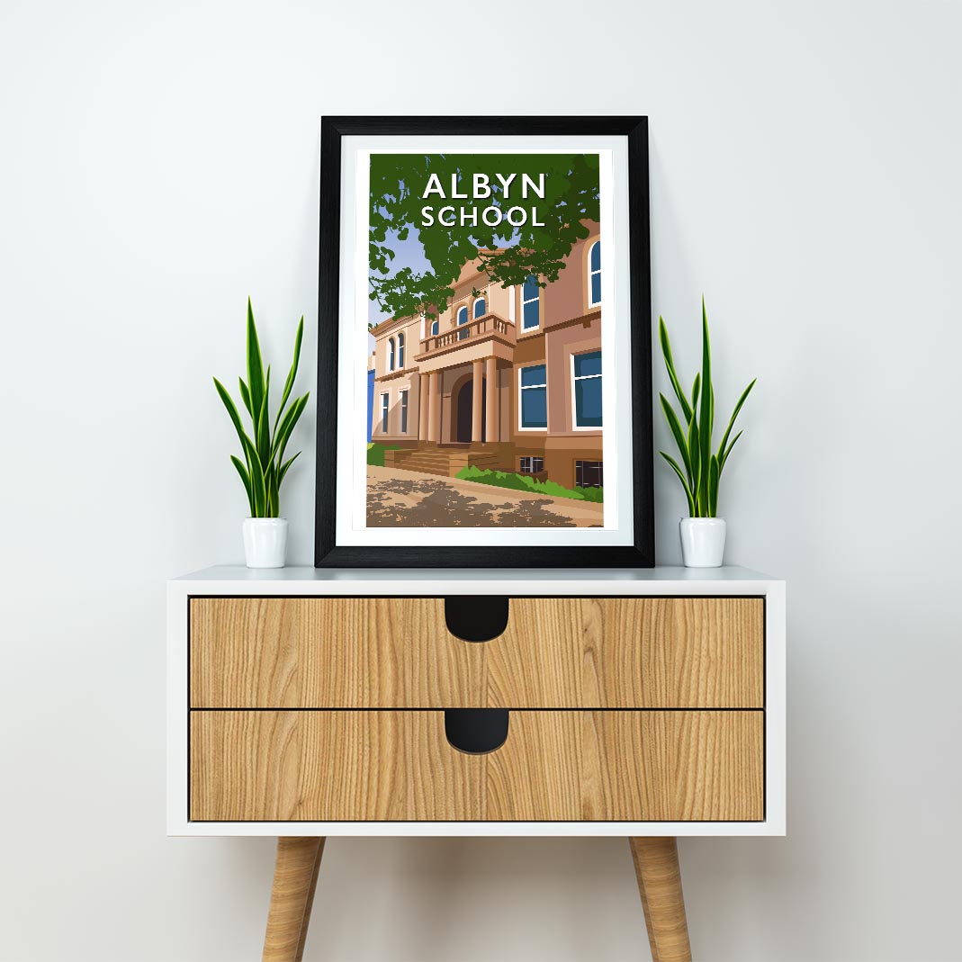 Albyn School - Stunning Hand-Drawn Vintage Travel Style Wall Art Poster