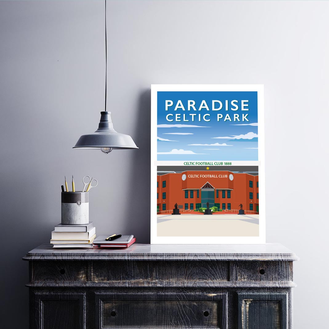 Celtic Park - Stunning Hand-Drawn Vintage Travel Style Wall Art Poster