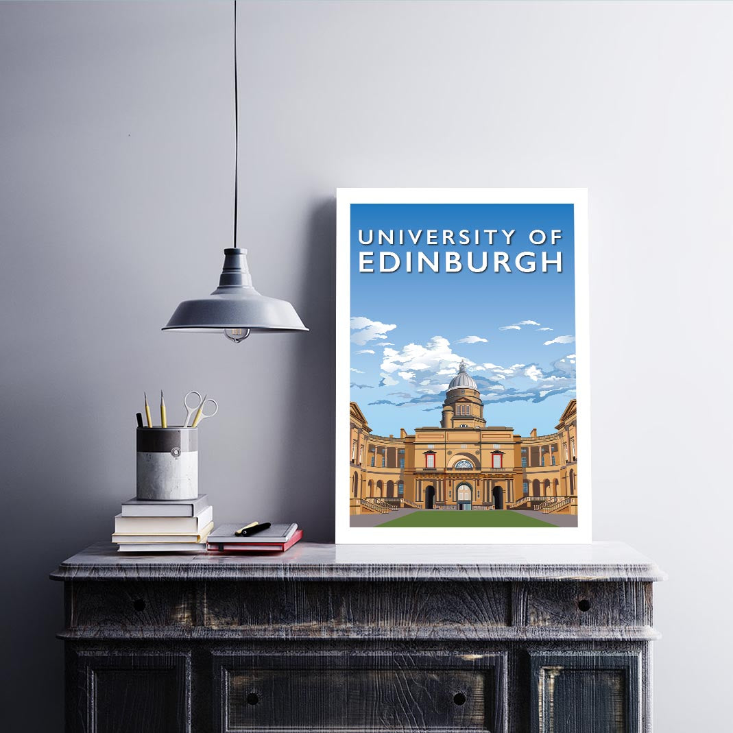 Edinburgh University - Stunning Hand-Drawn Vintage Travel Style Wall Art Poster