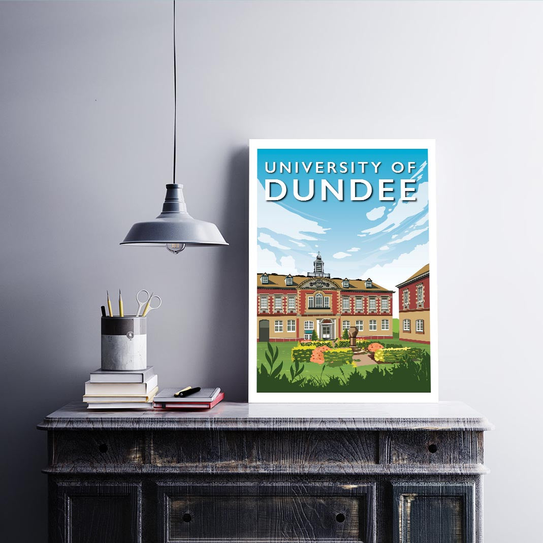 Dundee University - Stunning Hand-Drawn Vintage Travel Style Wall Art Poster