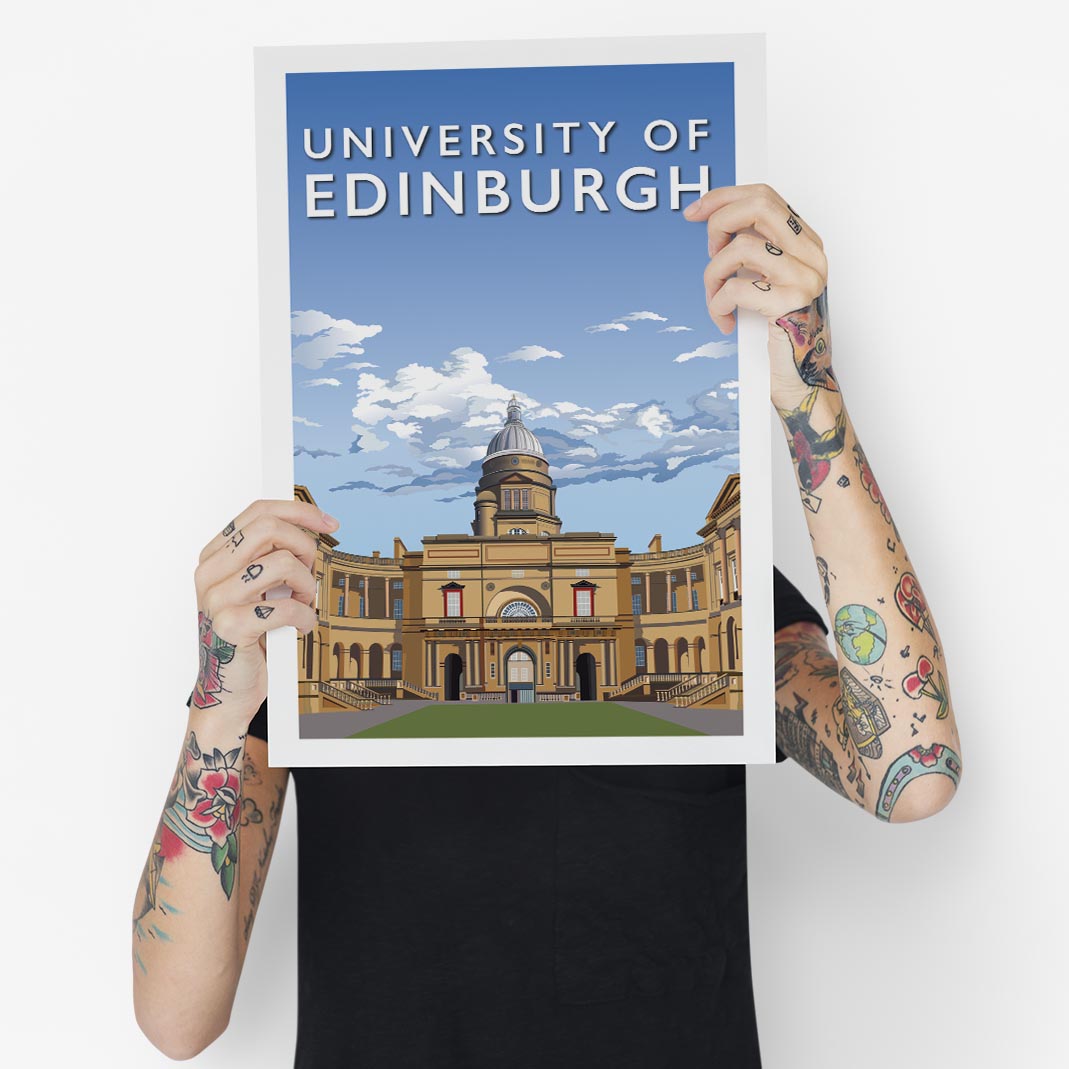 Edinburgh University - Stunning Hand-Drawn Vintage Travel Style Wall Art Poster