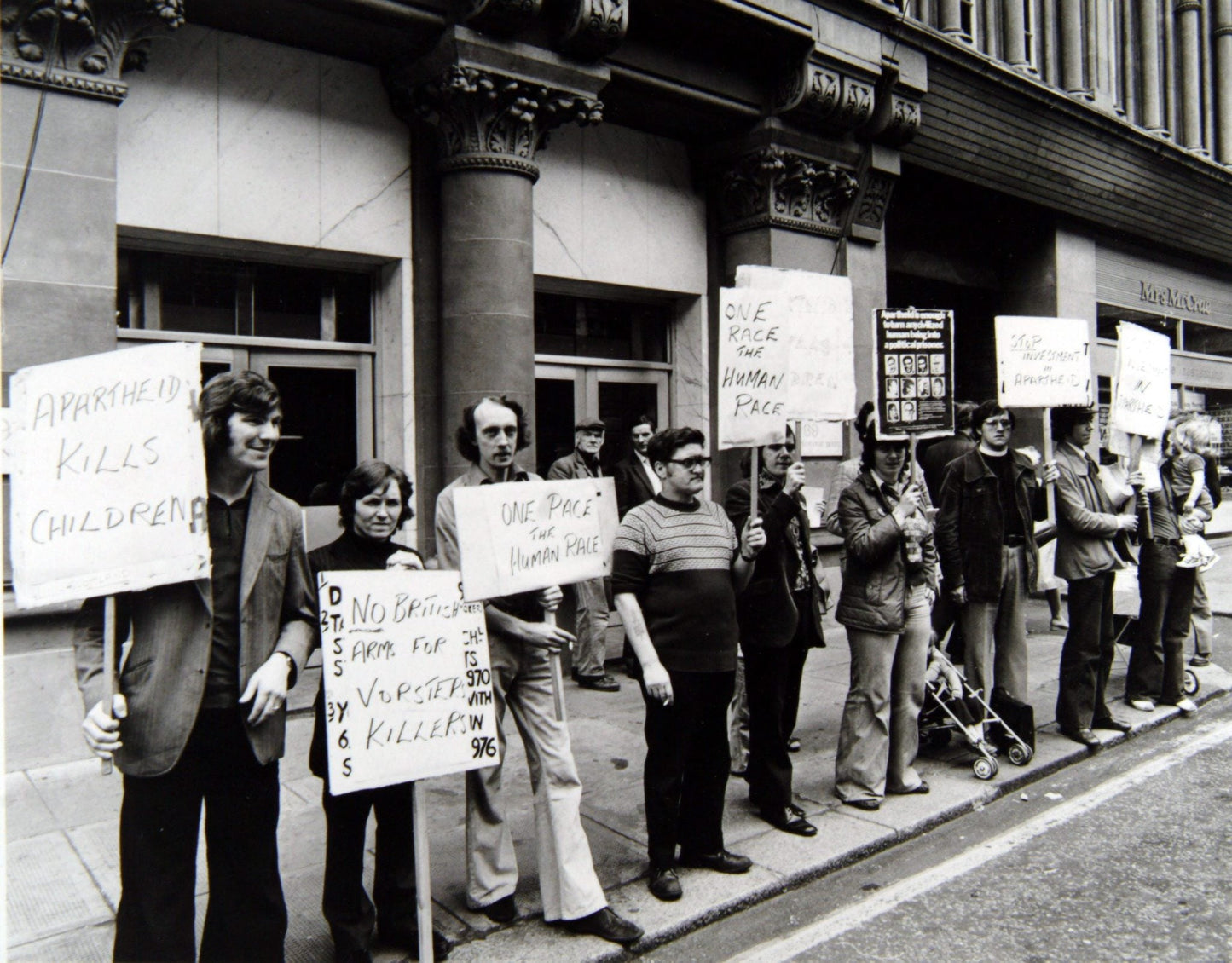 A demonstration organised by the anti-apartheid movement, Glasgow 1976