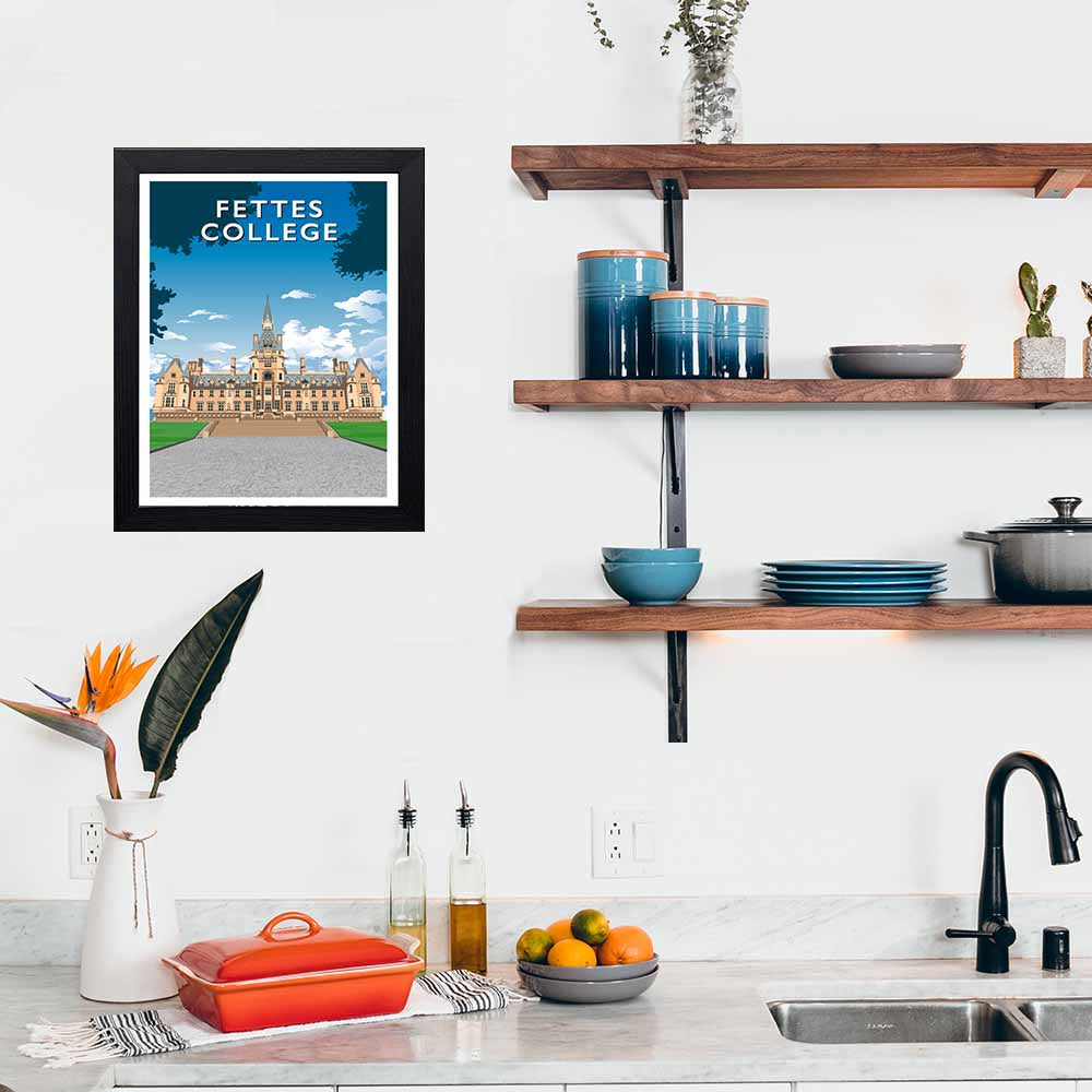 Fettes College - Stunning Hand-Drawn Vintage Travel Style Wall Art Poster