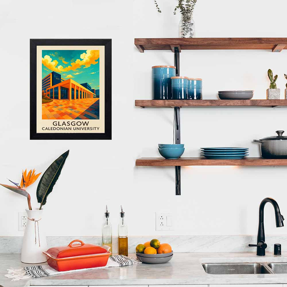 Glasgow Caledonian University - Stunning Hand-Drawn Vintage Travel Style Wall Art Poster (Copy) (Copy)