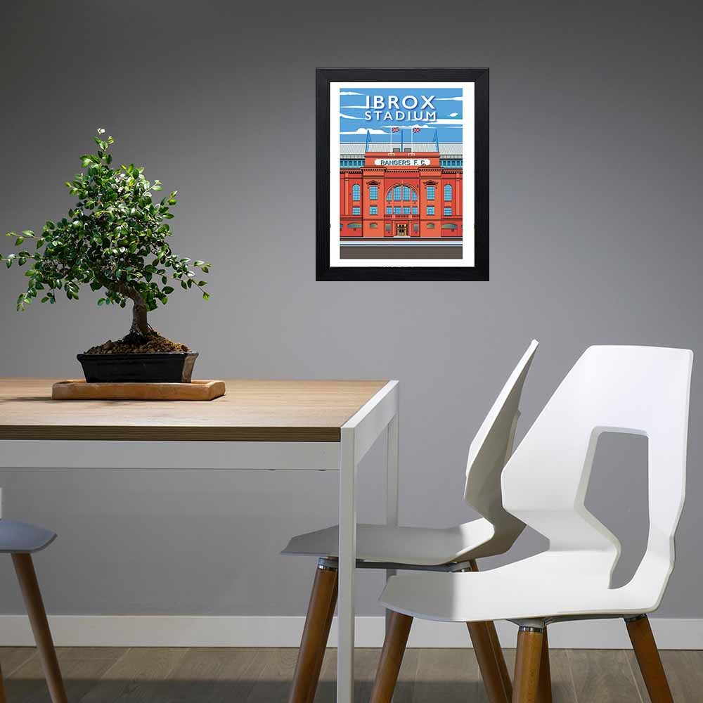 Ibrox Park - Stunning Hand-Drawn Vintage Travel Style Wall Art Poster