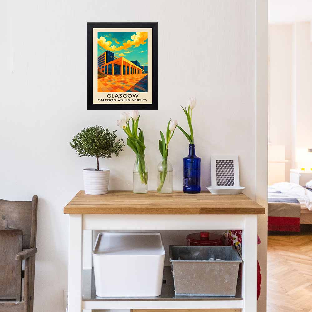 Glasgow Caledonian University - Stunning Hand-Drawn Vintage Travel Style Wall Art Poster (Copy) (Copy)