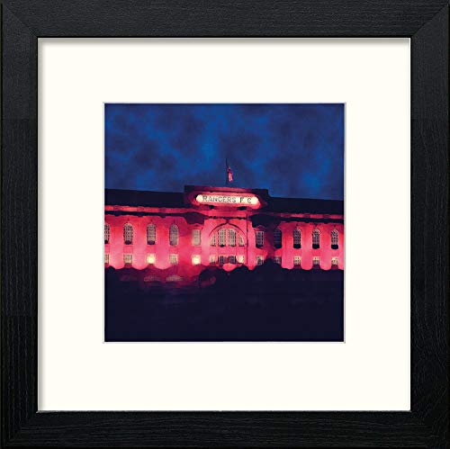 Glasgow Rangers FC Ibrox Frontage At Night in Black Wood frame, premium wall art print