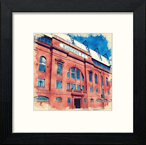 Glasgow Rangers FC Ibrox Frontage in Black Wood frame, premium wall art print