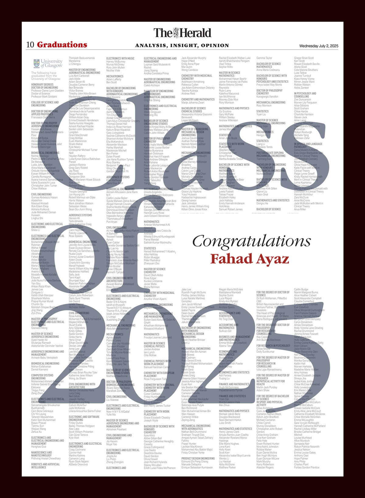 Personalised Graduation Prints