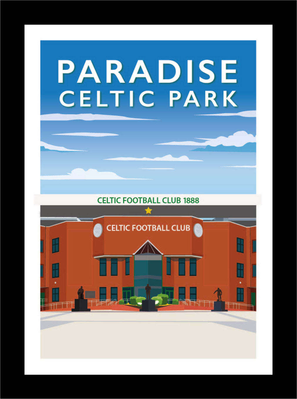 Celtic Park - Stunning Hand-Drawn Vintage Travel Style Wall Art Poster