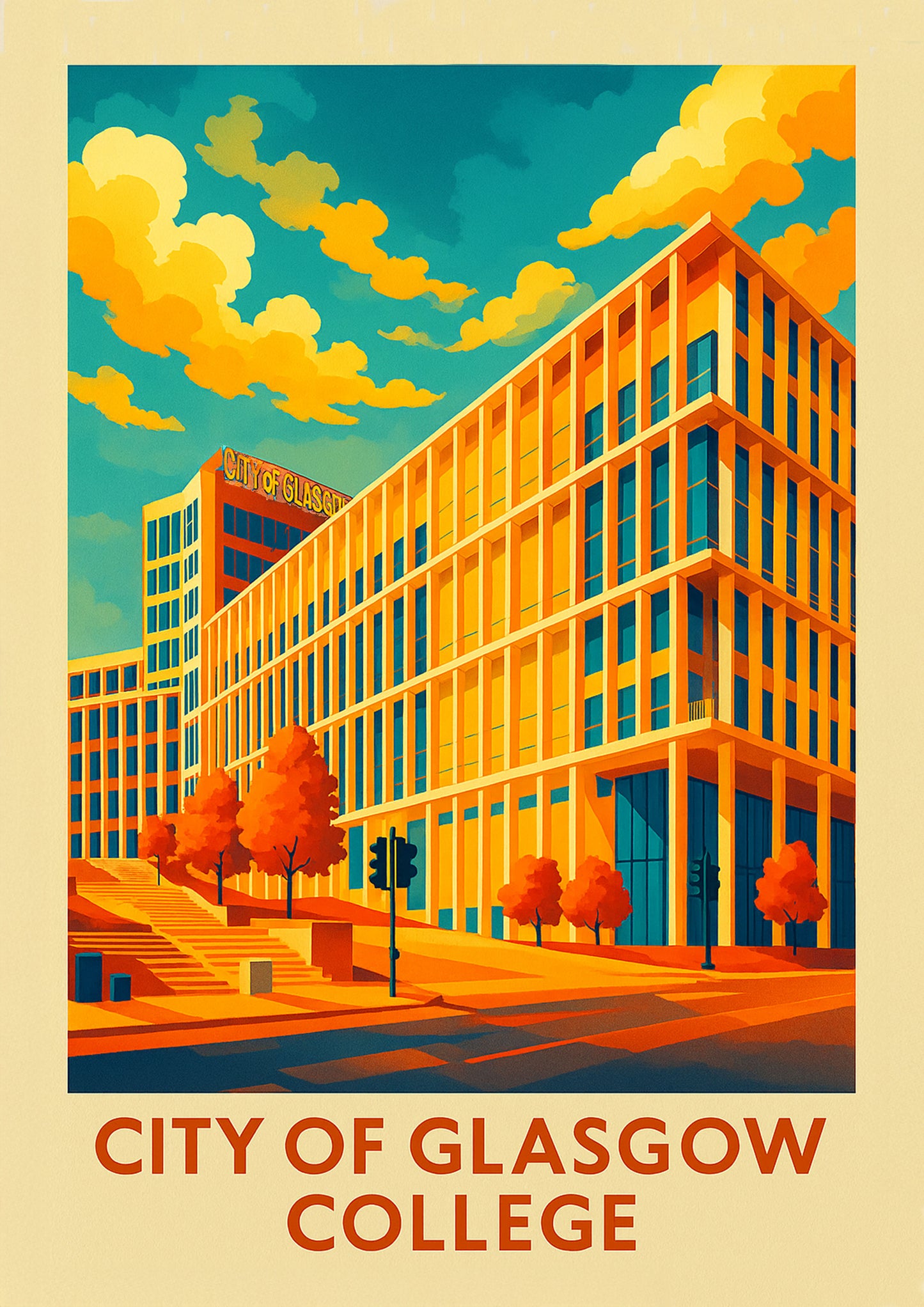 City of Glasgow College - Stunning Hand-Drawn Vintage Travel Style Wall Art Poster (Copy) (Copy) (Copy) (Copy)