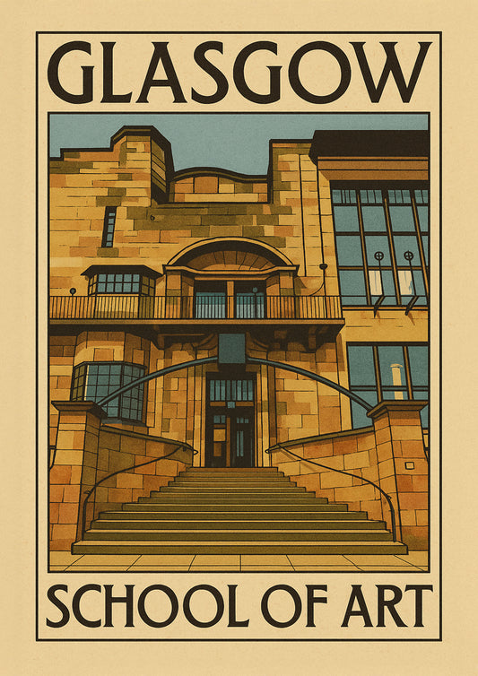 Glasgow School of Art - Stunning Hand-Drawn Vintage Travel Style Wall Art Poster (Copy)