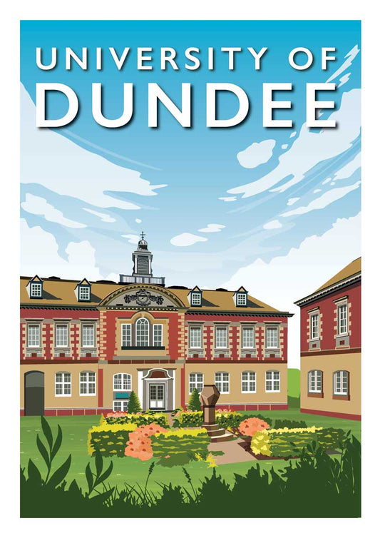 Dundee University - Stunning Hand-Drawn Vintage Travel Style Wall Art Poster