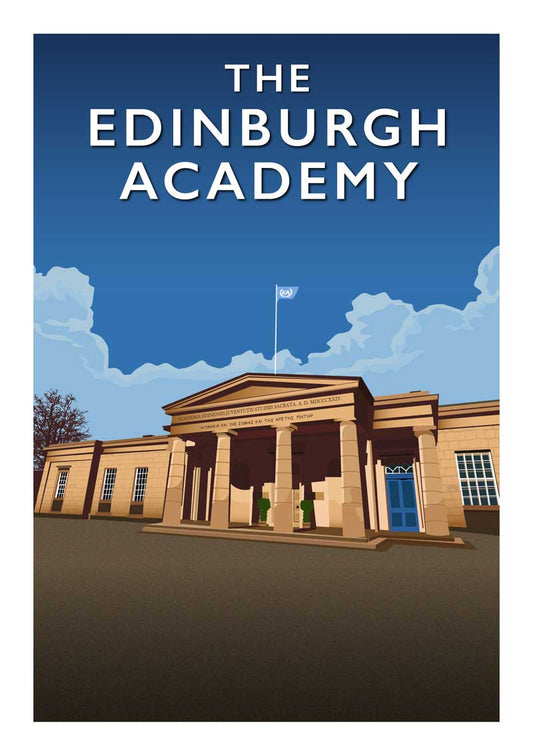 The Edinburgh Academy - Stunning Hand-Drawn Vintage Travel Style Wall Art Poster