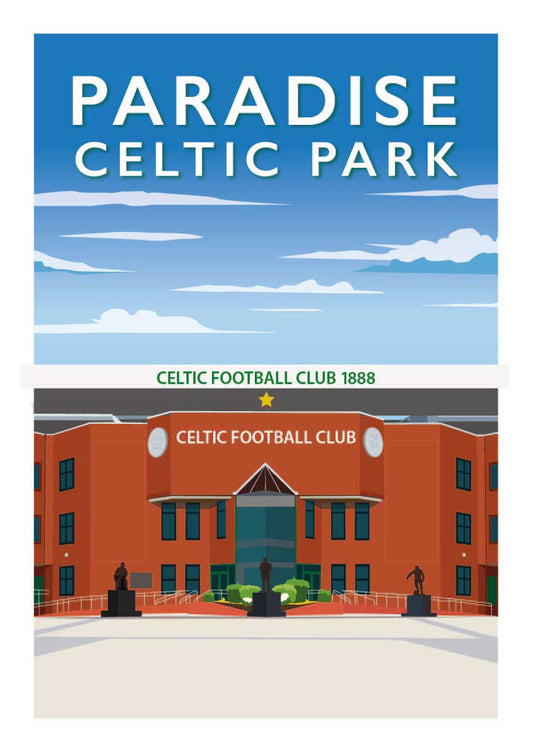 Celtic Park - Stunning Hand-Drawn Vintage Travel Style Wall Art Poster