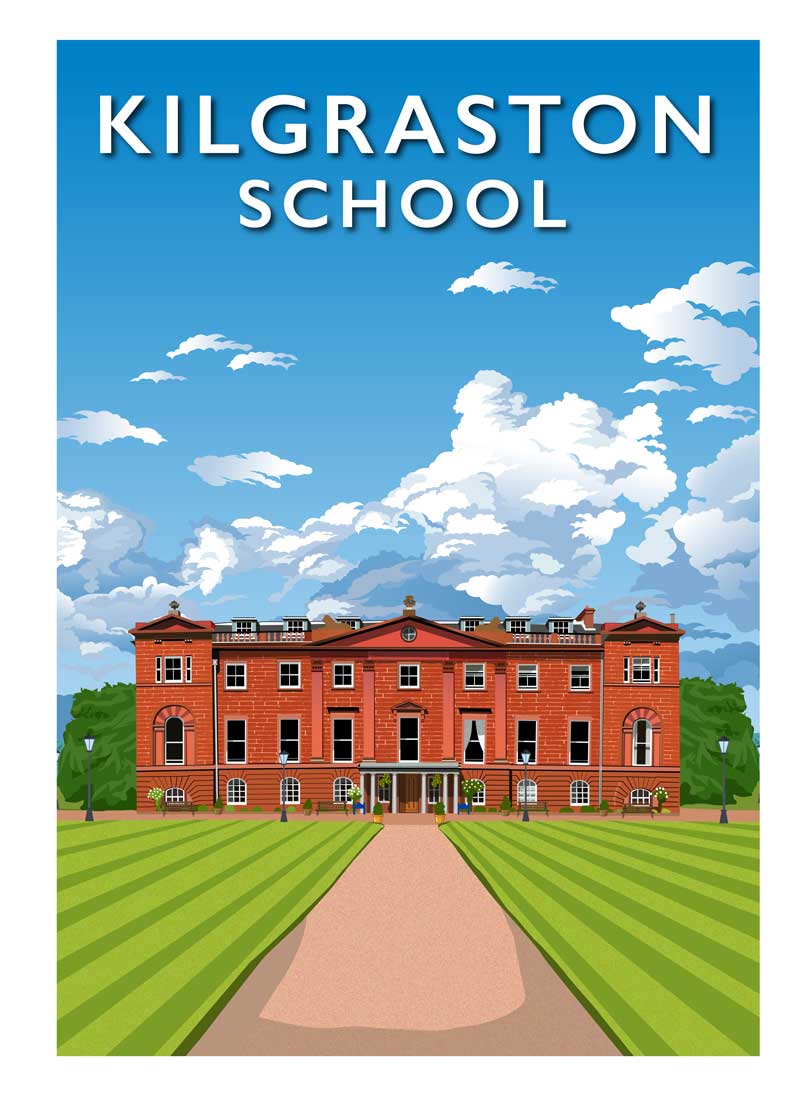 Kilgraston School - Stunning Hand-Drawn Vintage Travel Style Wall Art Poster