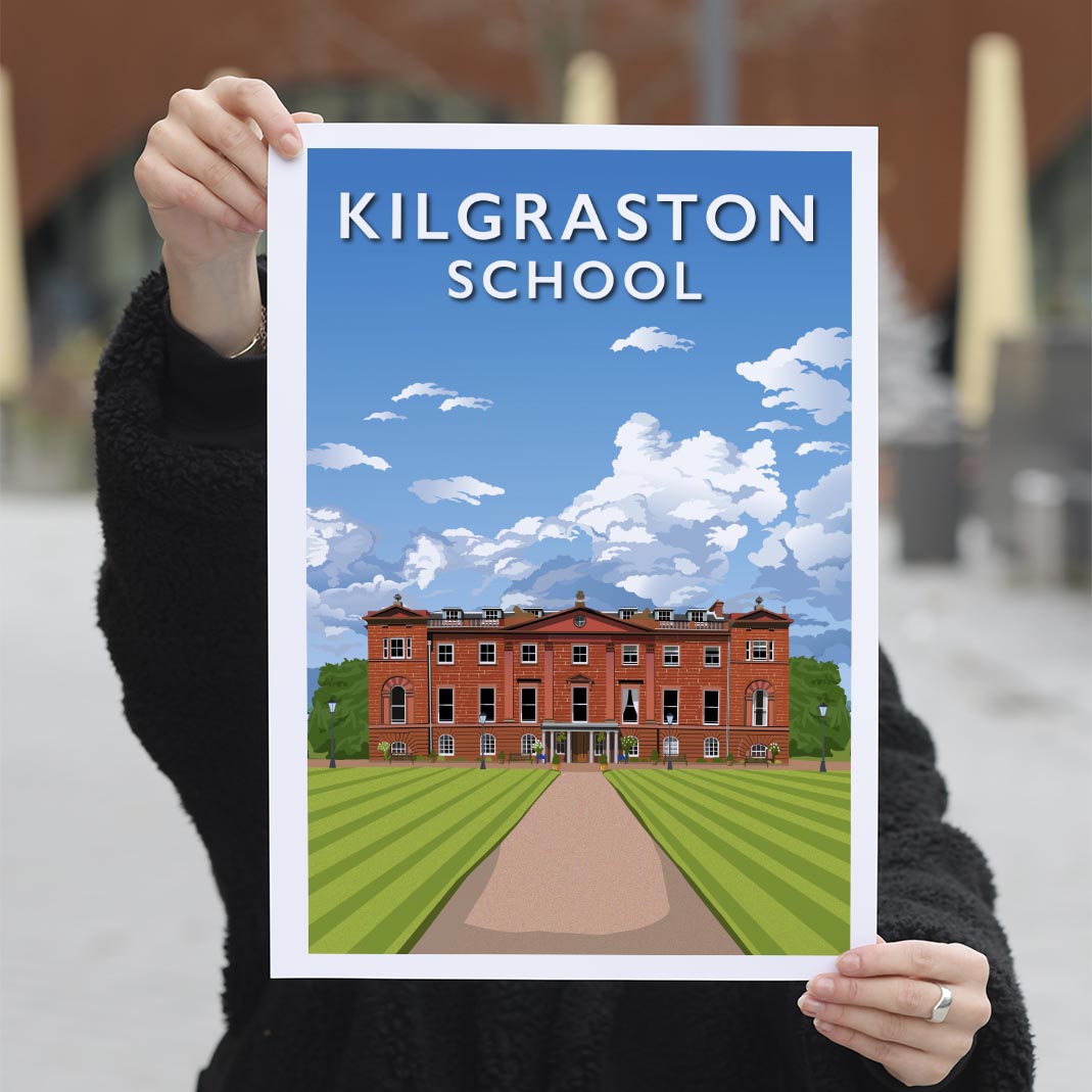 Kilgraston School - Stunning Hand-Drawn Vintage Travel Style Wall Art Poster