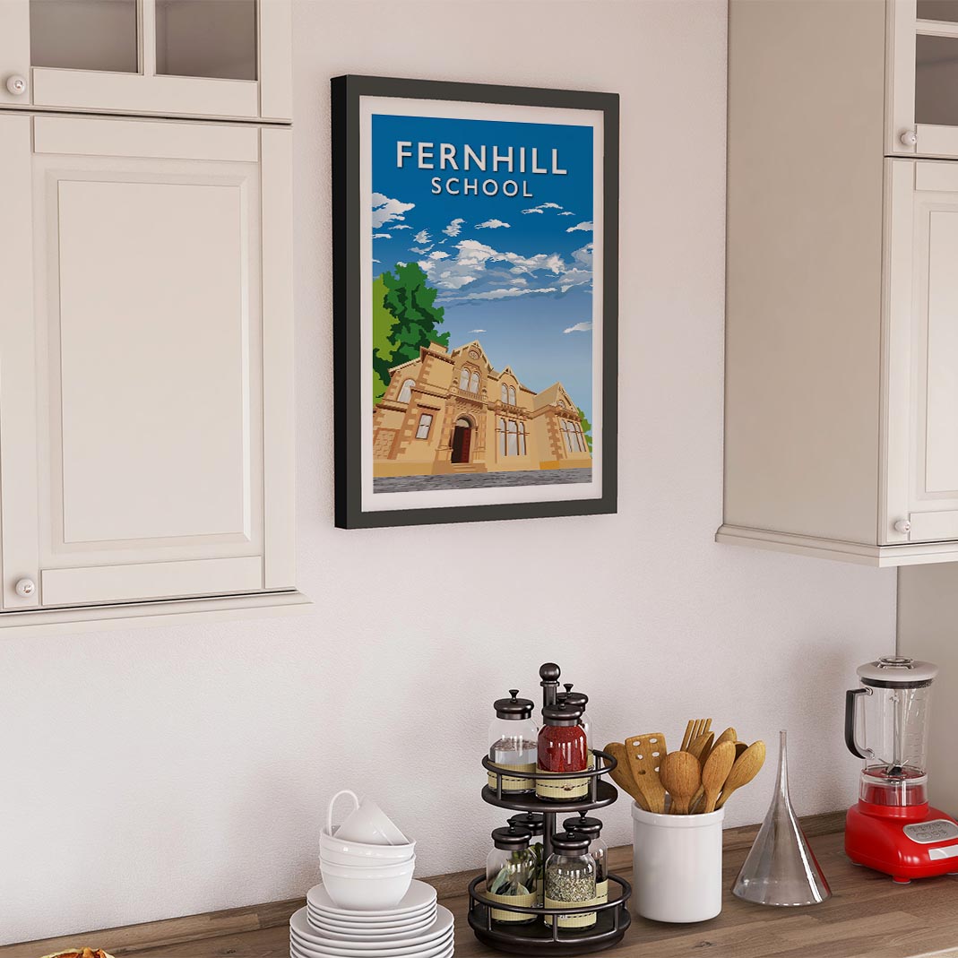 Fernhill School - Stunning Hand-Drawn Vintage Travel Style Wall Art Poster