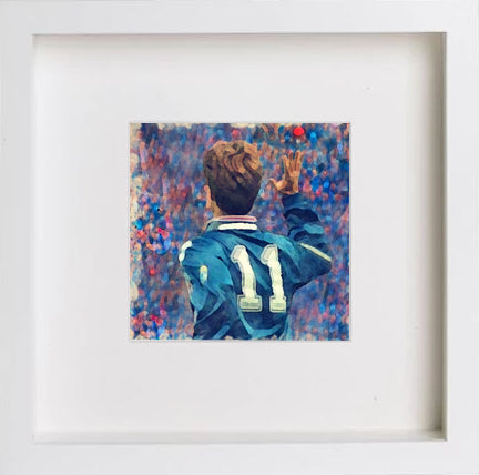 Glasgow Rangers Legend Brian Laudrup 0262 in White frame, premium wall art print