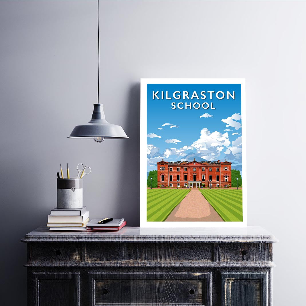 Kilgraston School - Stunning Hand-Drawn Vintage Travel Style Wall Art Poster