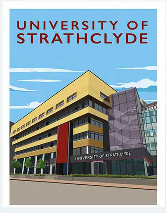 Strathclyde University - Stunning Hand-Drawn Vintage Travel Style Wall Art Poster
