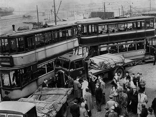 Cross the tracks... (Print 1949 Tram Crash at Cumbernauld Rd)
