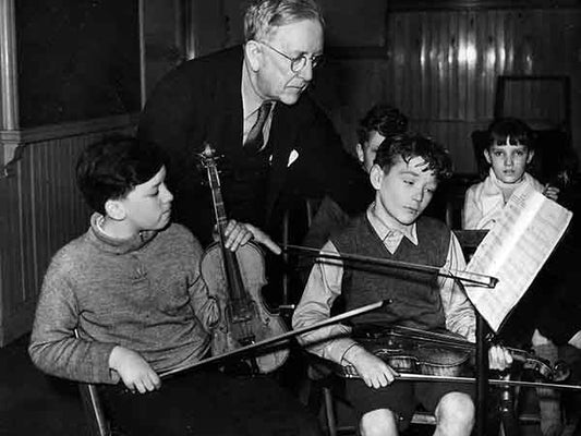 On the fiddle (Print 1957 Music teacher at Gorbals)
