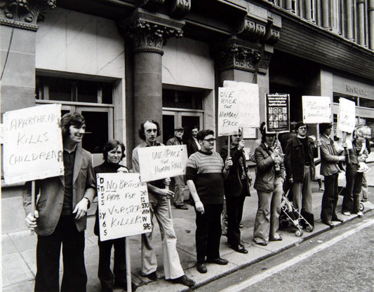 A demonstration organised by the anti-apartheid movement,  Glasgow 1976