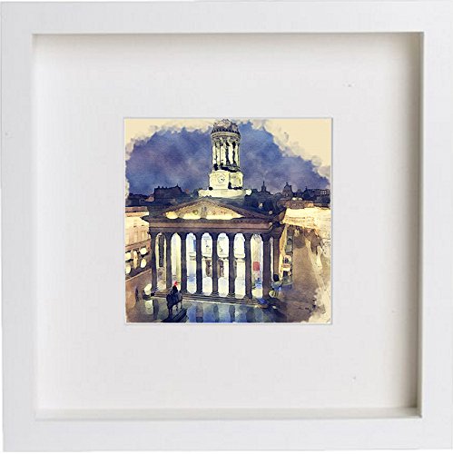 Lumartos Glasgow Royal Exchange Square At Night Framed Art Artwork 0062